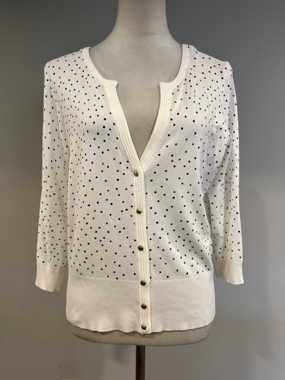 White House‎ Black Market Polka Dot Button-Front cardigan Sweater size XLP